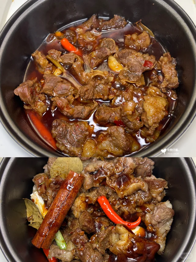 红烧牛肉食材预处理特写：案板上整齐摆放切好的牛腩块（逆纹清晰可见）、胡萝卜滚刀块（橙红饱满）、土豆块（浸在淡盐水中，旁边放一碗清水冲洗备用）