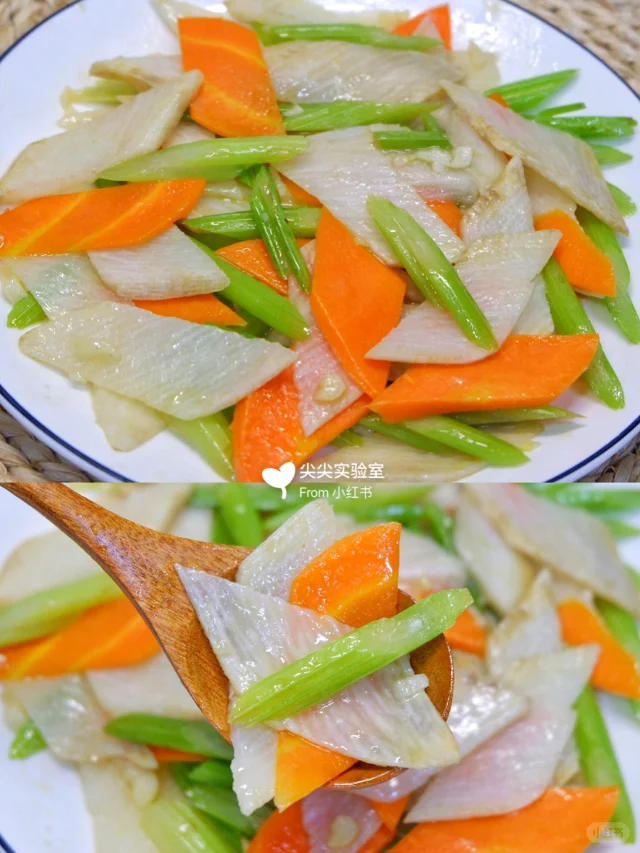 色泽鲜亮、香气扑鼻的山药炒香芹成品图 成品山药炒香芹装盘展示