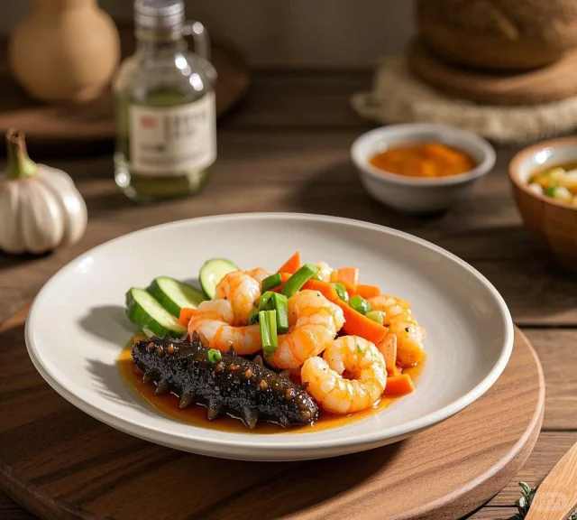 鲜人参炒虾仁成品图